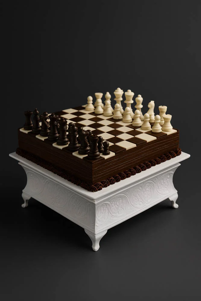 Chessboard Cake with Edible Chocolate Pieces