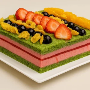 Fresh Fruits Buttercream Spinach Cake