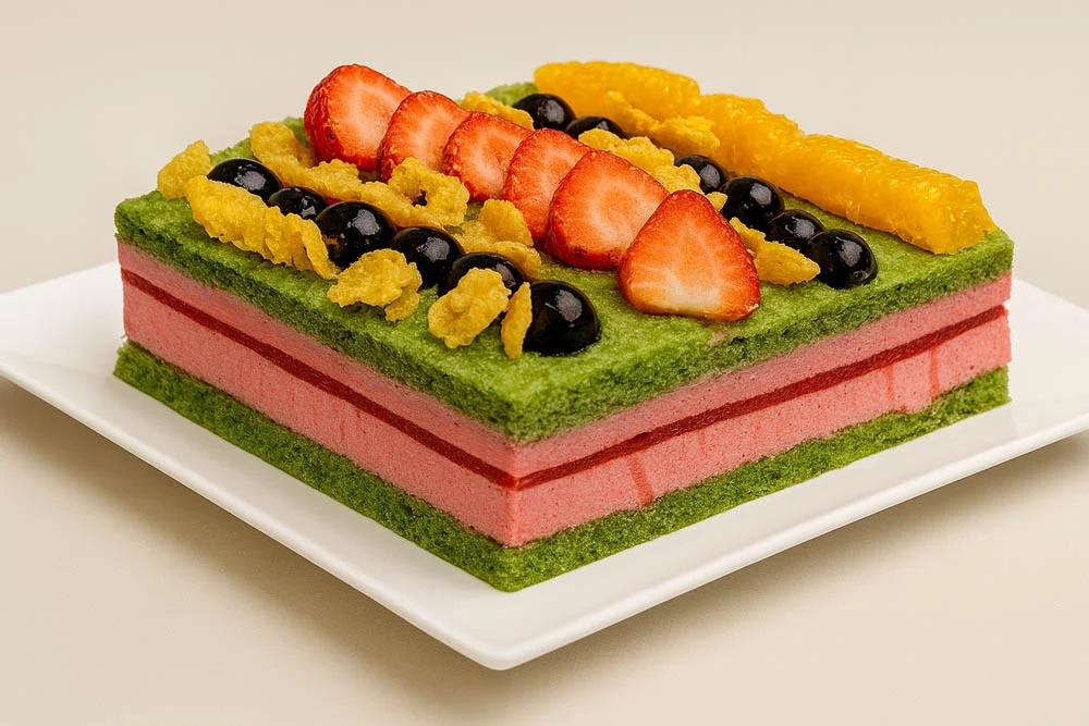 Fresh Fruits Buttercream Spinach Cake